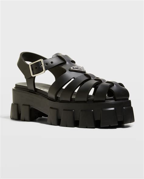 prada logo sport chunky sandals|prada chunky heel sandal.